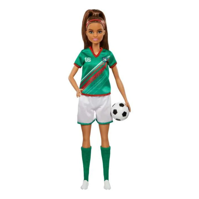 Barbie Soccer Doll, Brunette, #16 Uniform, Soccer Ball, Cleats, Socks