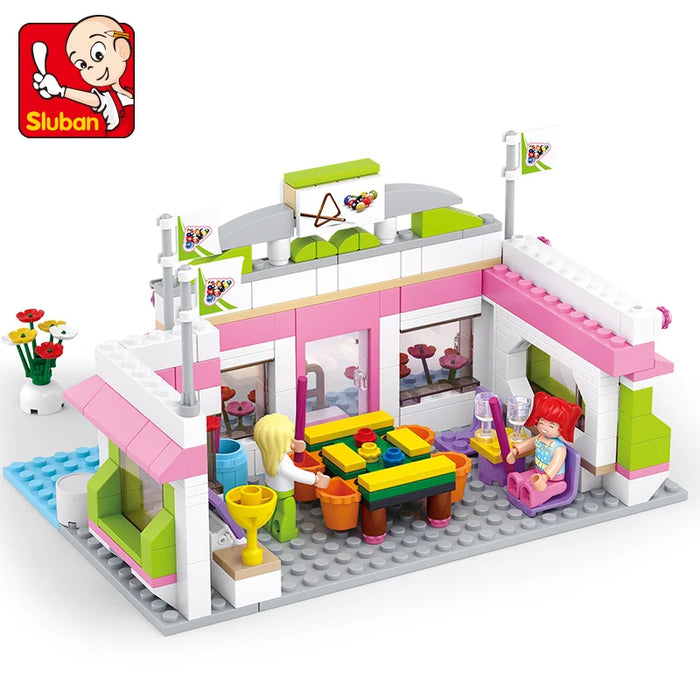 Sluban Building Block Toys Girls Dream Pink B0527 Snooker Club 289PCS Bricks Compatible With Leading Brands Construction Kit