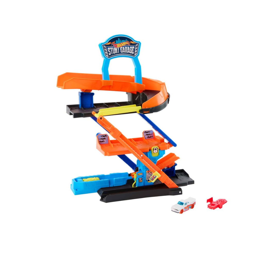 Hot Wheels City Toy Car Track Set, Transforming Stunt Garage Playset & 1:64 Scale Die-Cast Vehicle, Storage for 10+ Cars & Stunting Speedway