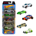 Hot Wheels 1/64 Scale Toy Cars - Pack of 5 - Hot Wheels Let's Race! - HXM17