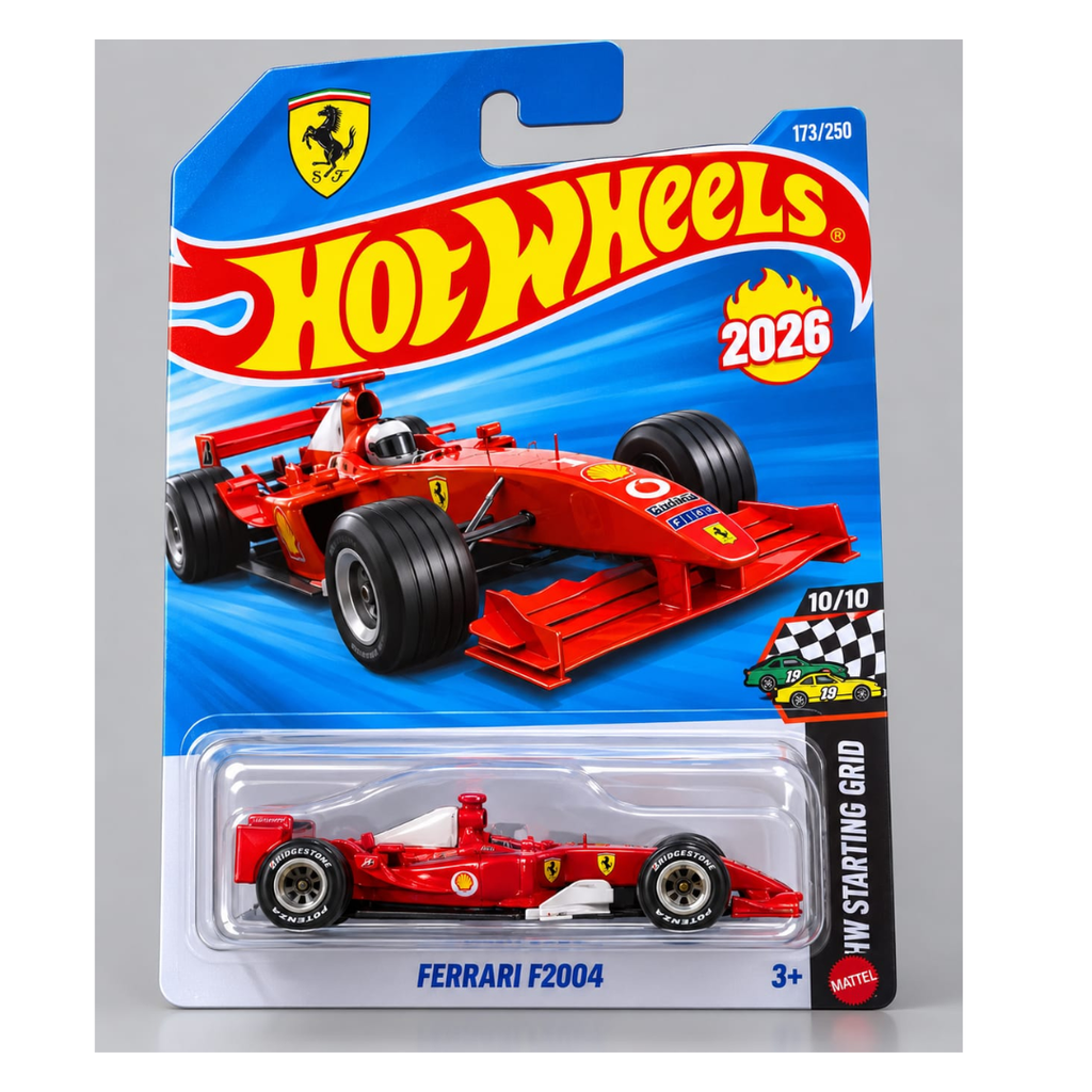 Hot Wheels Car 2024 X-Raycers Pack of 5 + Ferrari F2004 (Graftnator, Cosmic Coupe, Loco Motorin, Electrack, Nerve Hammer) Multi - Color