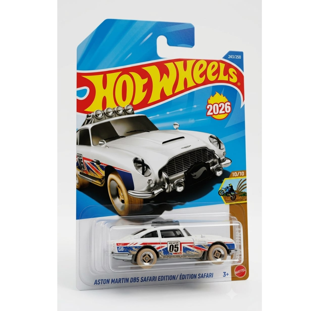Hot Wheels Car 2024 Action Pack of 5 + Aston Martin DB5 Safari Edition (Electro Silhouette, Twinduction, Nitro Tailgater, Slide Kick, 24 Ours) Multi - Color