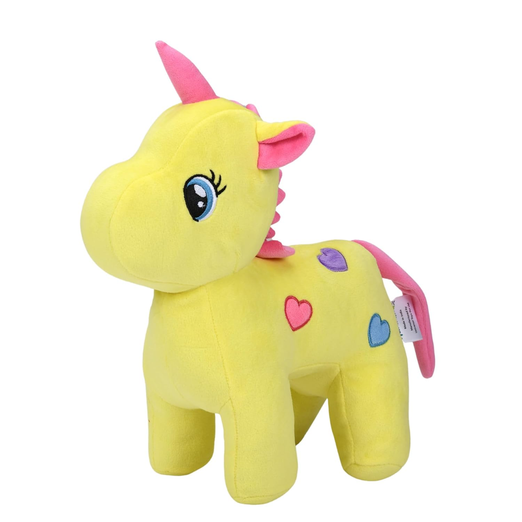 HUMMMINGO 35 CM Premium Soft Toys Big Sunny The Magical Unicorn Plush Ultra-Soft Plush Yellow with Pink Mane Animals Cuddly & Safe Baby Toys Perfect for Birthday for Boys & Girls