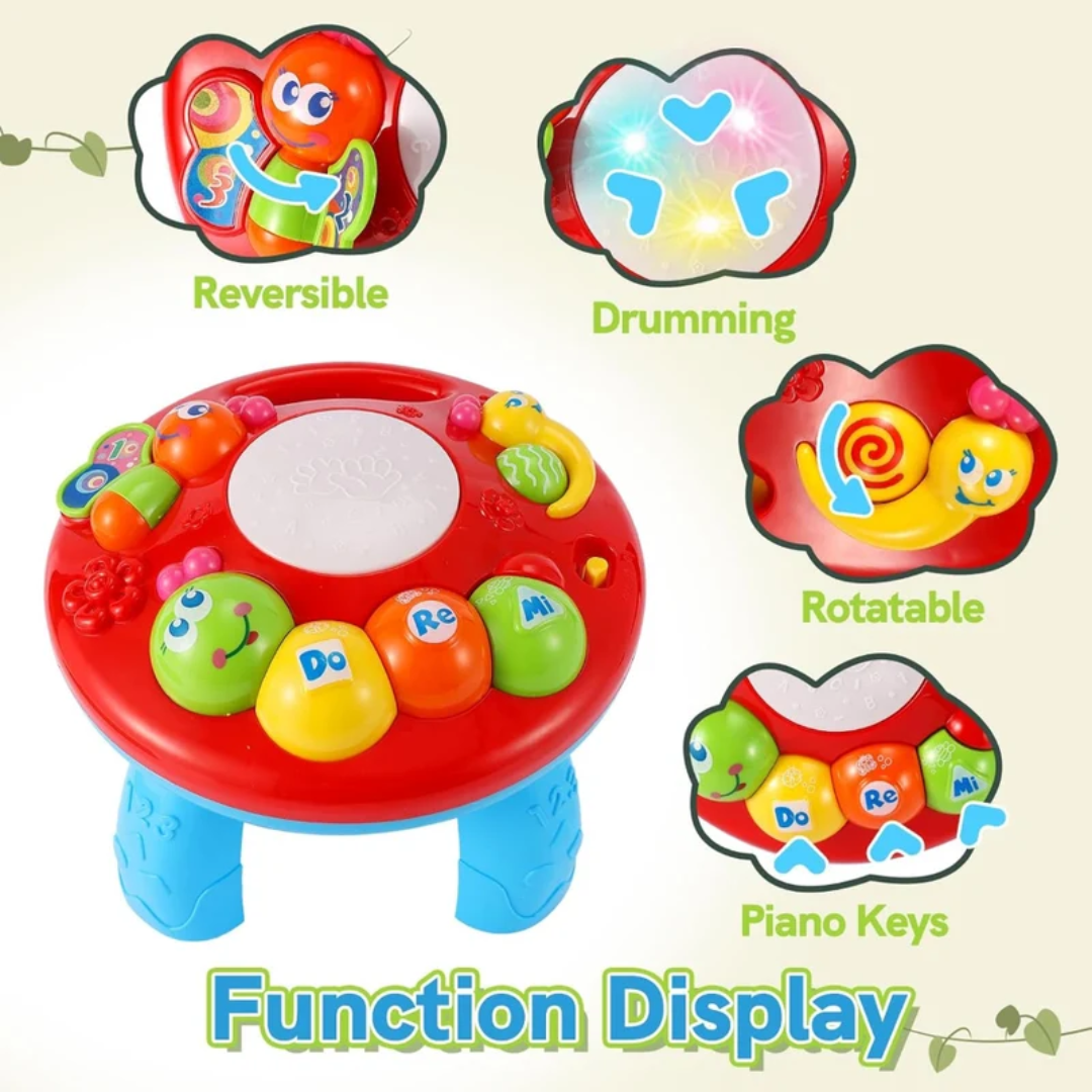 Open Ended Caterpillar Learning Table 2-in-1 Baby Activity Table – Musical Learning Toy