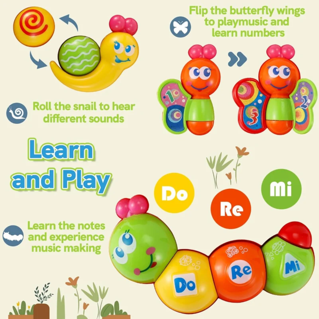 Open Ended Caterpillar Learning Table 2-in-1 Baby Activity Table – Musical Learning Toy
