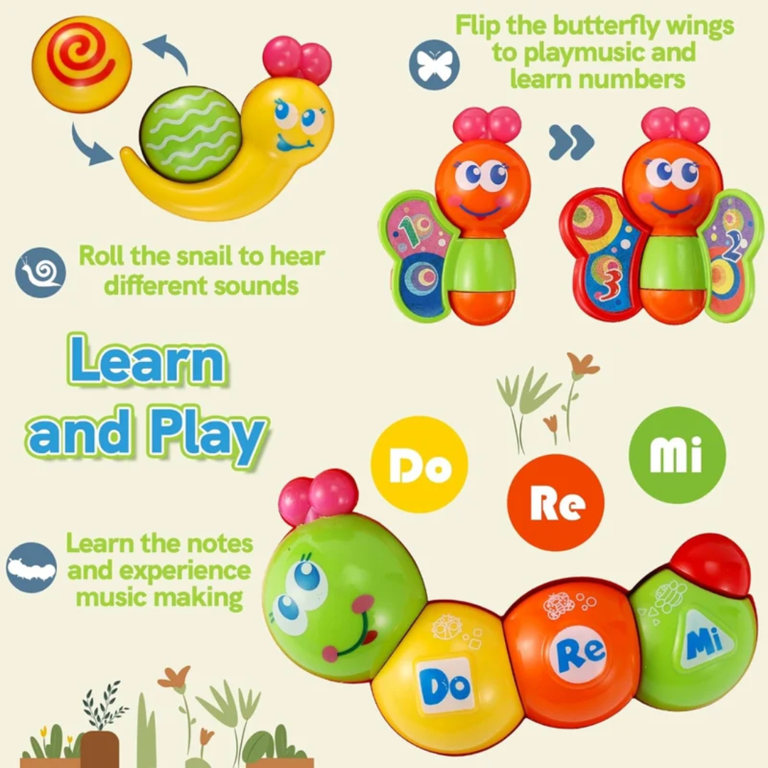 Open Ended Caterpillar Learning Table 2-in-1 Baby Activity Table – Musical Learning Toy