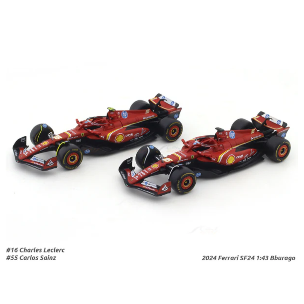 2024 Ferrari SF24 set of 2 cars 1:43 Bburago Formula 1 diecast scale model car