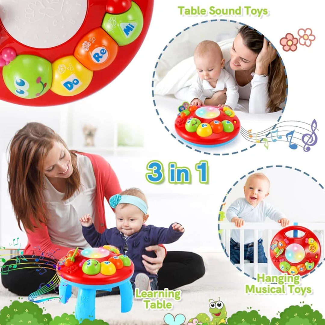Open Ended Caterpillar Learning Table 2-in-1 Baby Activity Table – Musical Learning Toy