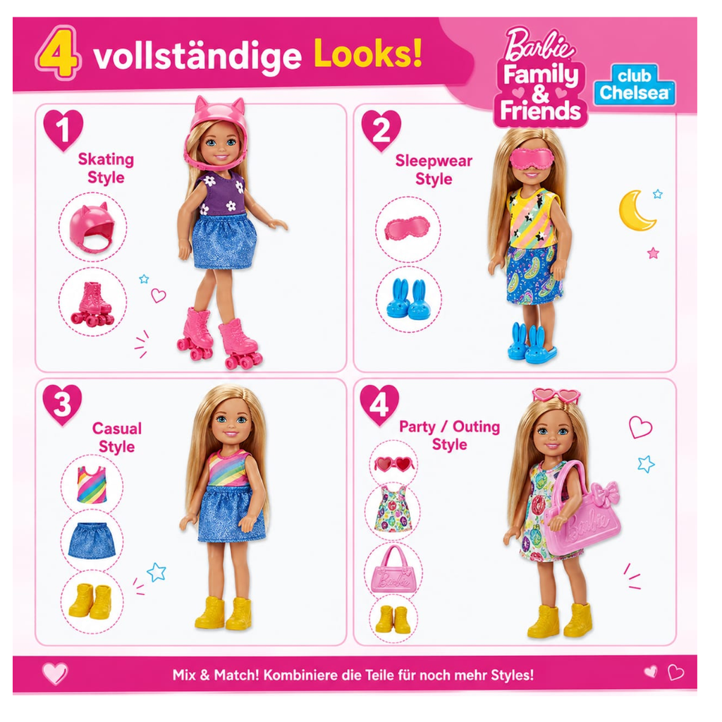 Barbie Chelsea Doll & Closet Toy Playset with 15 Pieces Clothes & Accessories Included, Foldable Set for On-The-Go Play & Storage, HXN03