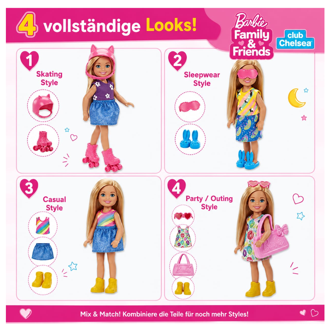 Barbie Chelsea Doll & Closet Toy Playset with 15 Pieces Clothes & Accessories Included, Foldable Set for On-The-Go Play & Storage, HXN03