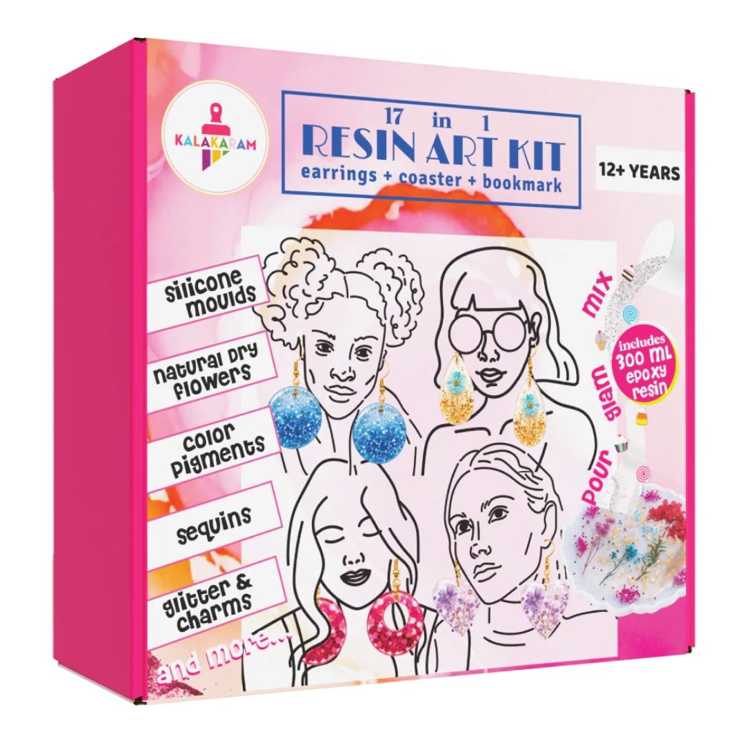 Kalakaram 17 in 1 Resin Art Kit with Moulds for Beginners | Age: 12+ Years