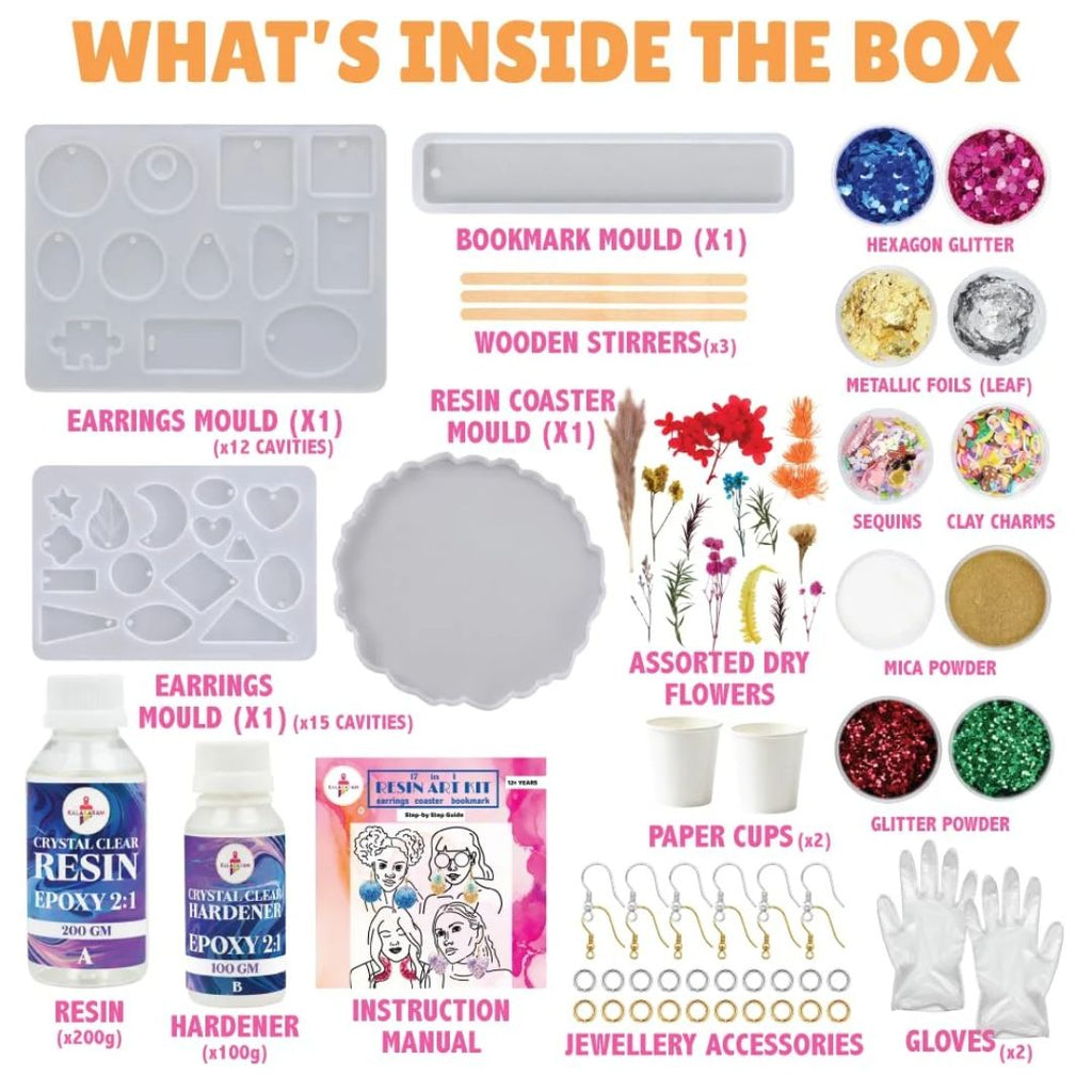 Kalakaram 17 in 1 Resin Art Kit with Moulds for Beginners | Age: 12+ Years