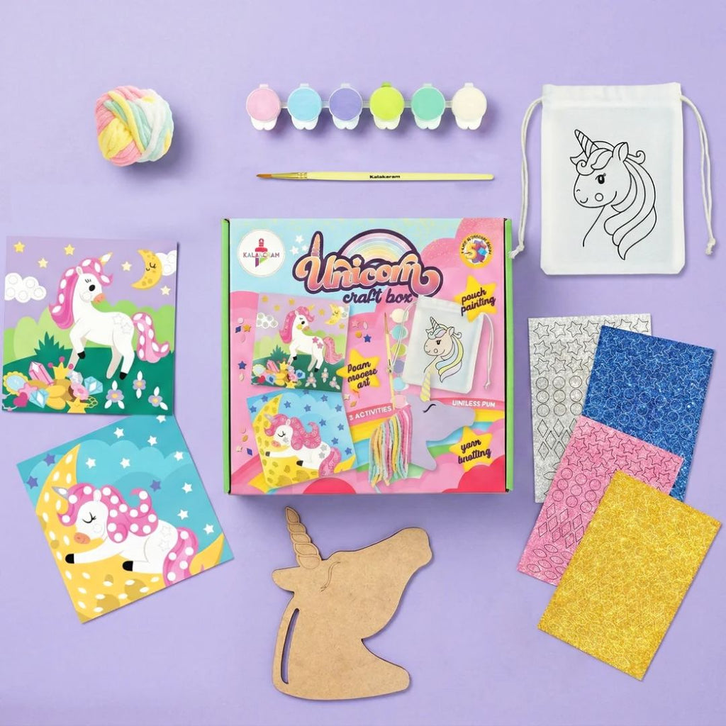 Unicorn Craft Kit | Mosaic, Painting & Knotting Art | 3 in 1 Personalized Design | Age: 5+ Years