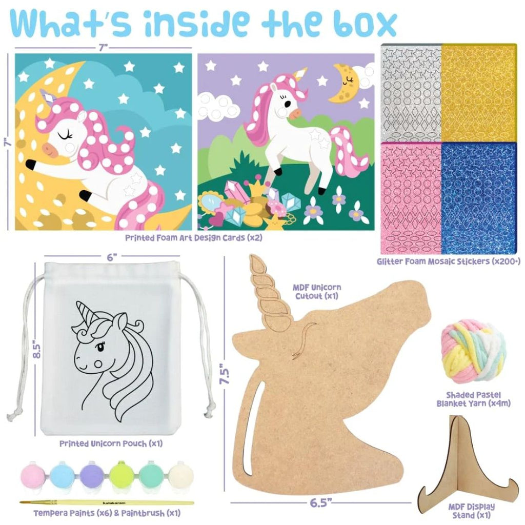 Unicorn Craft Kit | Mosaic, Painting & Knotting Art | 3 in 1 Personalized Design | Age: 5+ Years