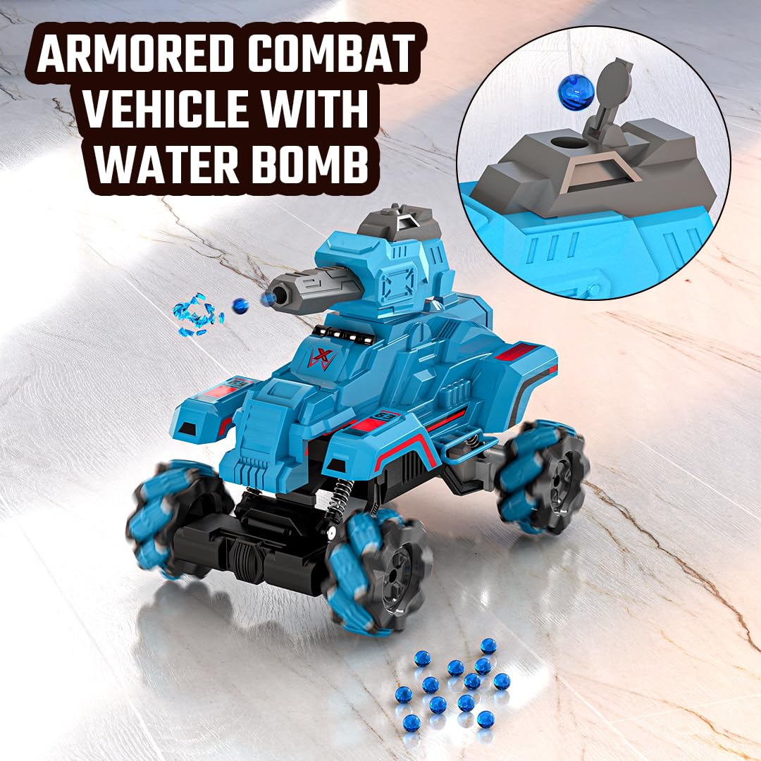 Mirana Drifter Tank Bullet Shooter 4WD 4x4 RC Car Toy for Kids - Remote & App Controlled Vehicle - 360 Rotation & Omnidirection Wheels - Type-C USB Rechargeable - for Boys & Girls 4+ Years