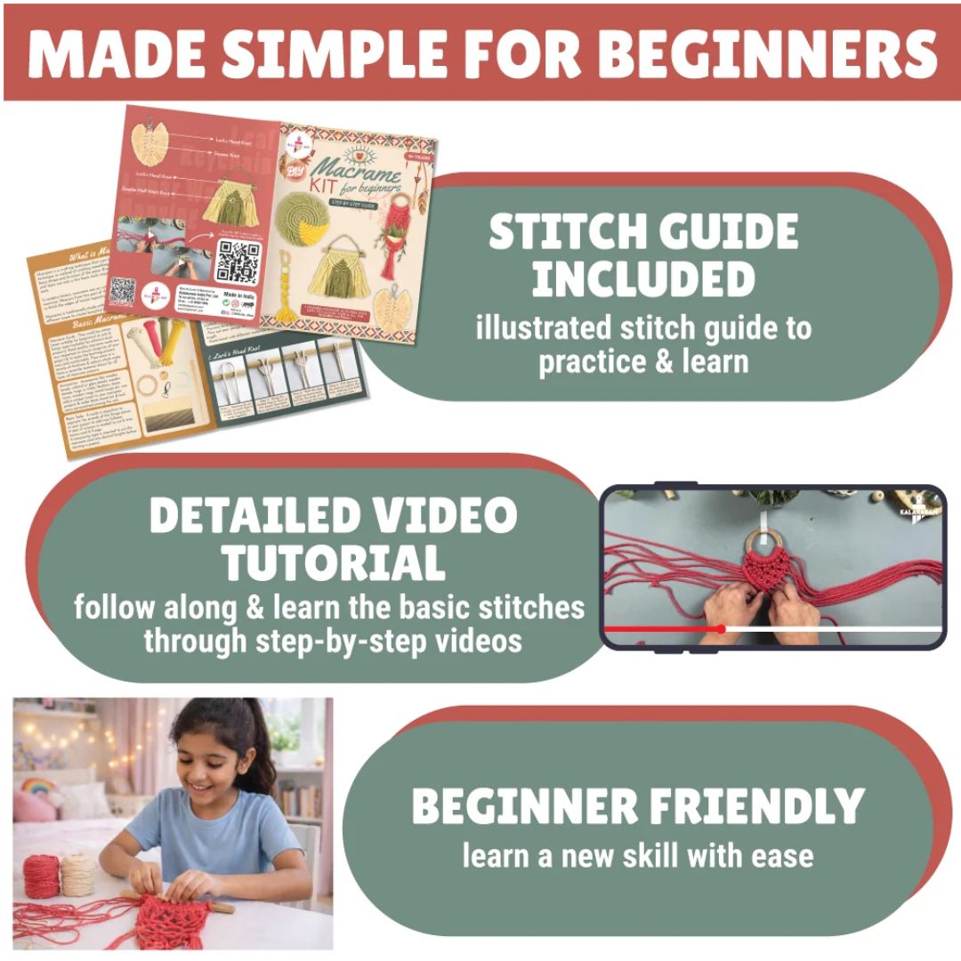 Macrame for Beginners Activity Kit | Easy Learning | Boho Crafts | Age: 9-12 Years