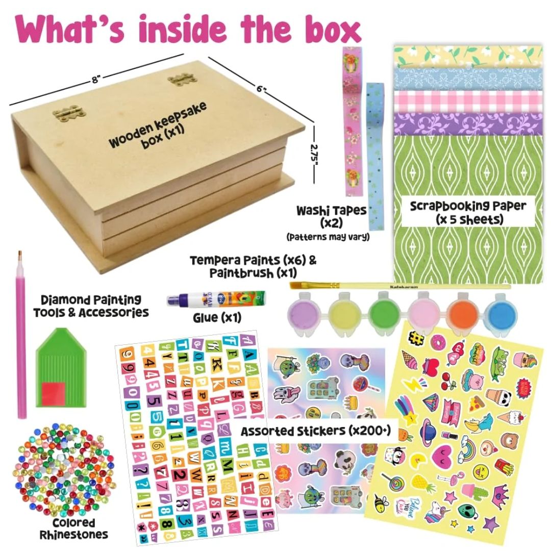 Trinket Box Decorating Kit | Painting & Daimond Art | Creative Activity Set | Age: 6-14 Years