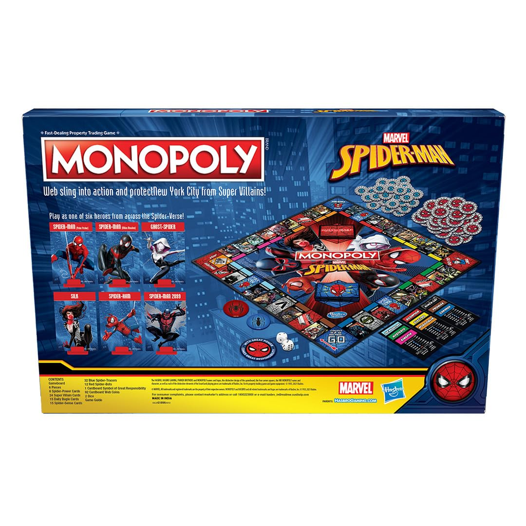 Monopoly Marvel Spider-Man Edition Board Game, Play as a Spider Hero, Fun Game for Kids Ages 8 and Up, Strategy Game for 2-6 Players