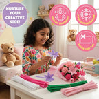 Kalakaram DIY Fuzzy Flower Kit | Pipe Cleaners for Craft Flower Making Set | Fuzzy Chenille & Fluffy Sticks with Floral Tape, Wire & Accessories | Mess-Free Arts & Craft Activity for Kids & Adults