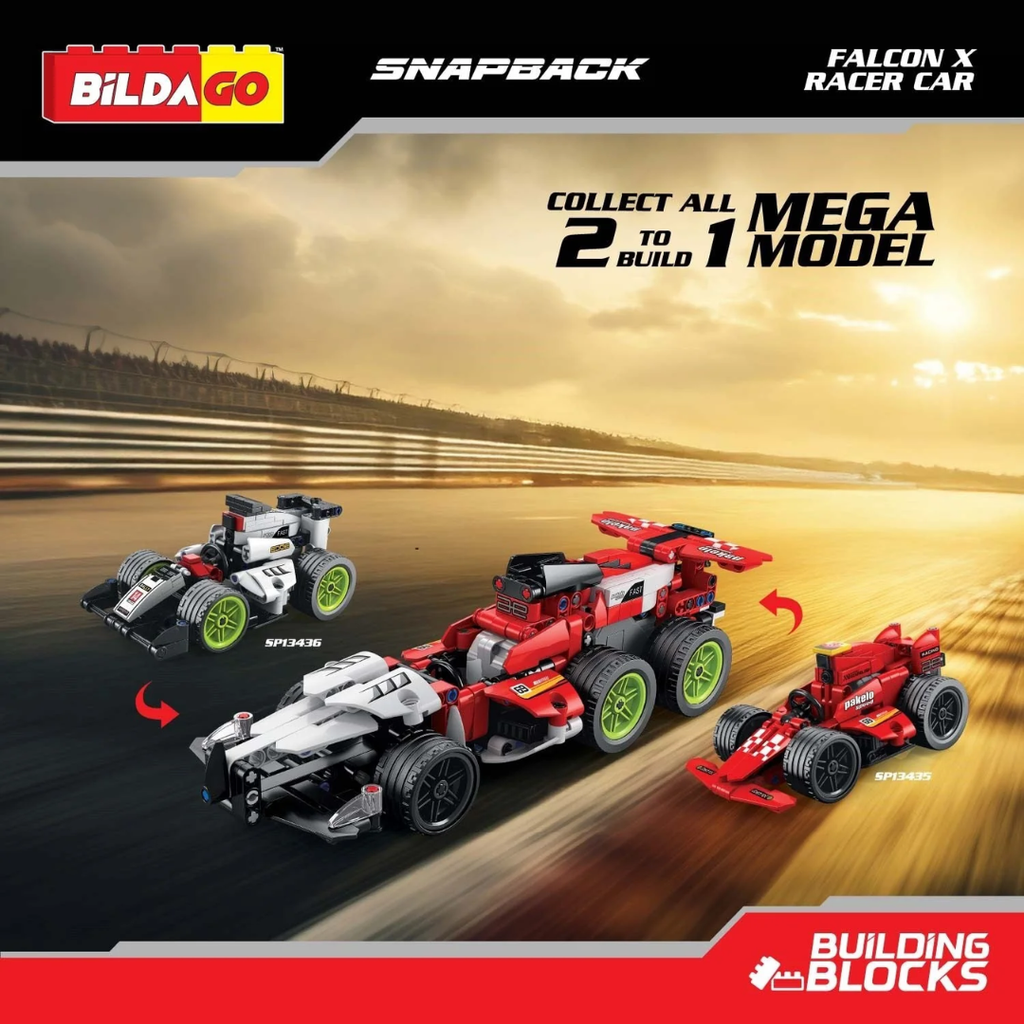 Bildago Snapback Racers - Falcon X - Pull back Racer Car (191 PCS)