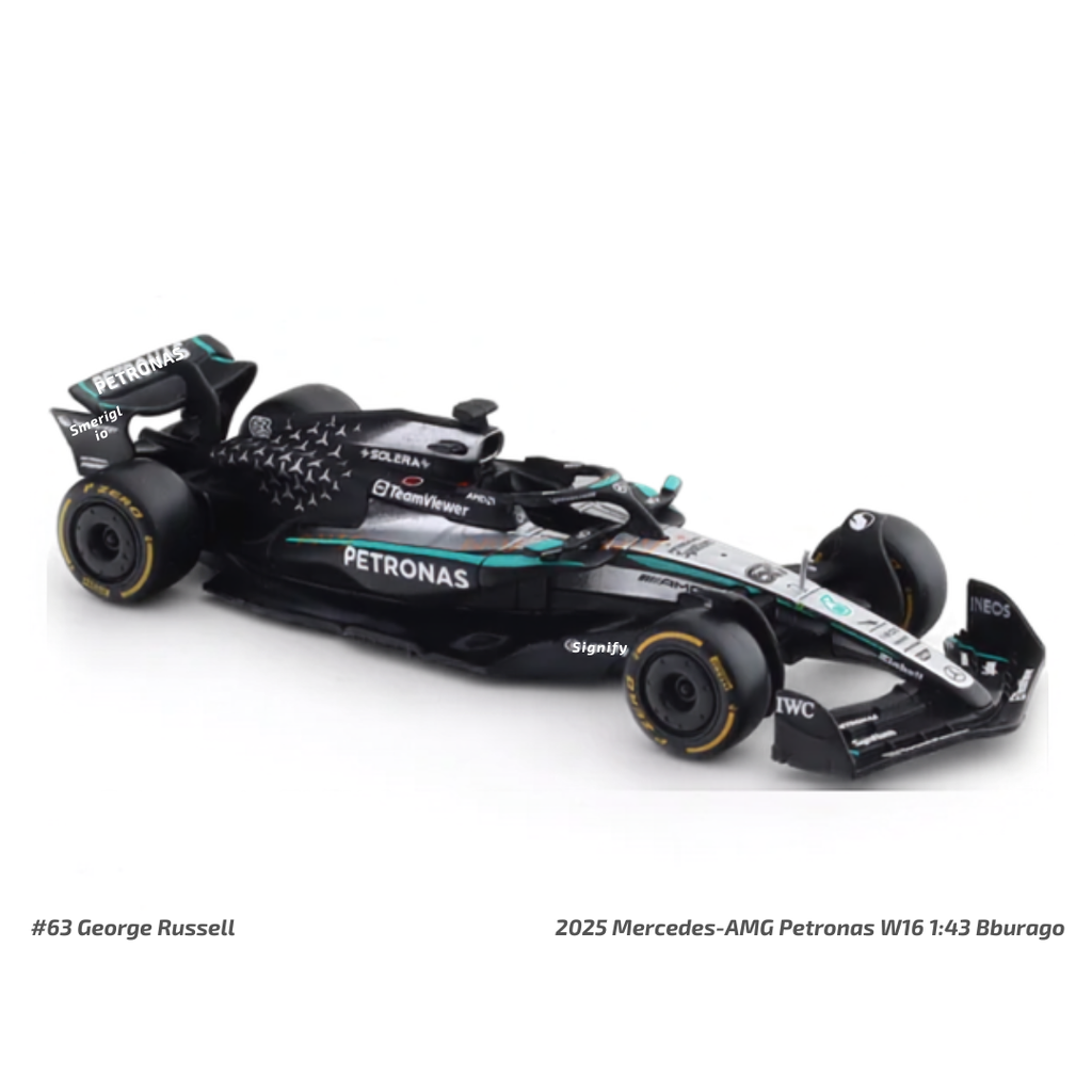 2025 Mercedes-AMG Petronas W16 George Russell Australia GP 1:43 Bburago licensed Formula 1 diecast scale model