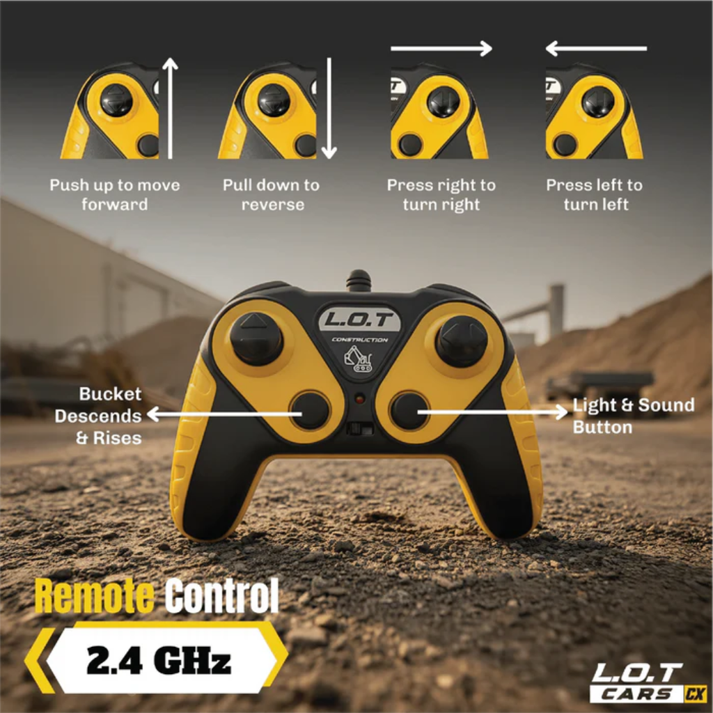 Remote Control Construction Vehicle Fang 6-Channel RC Excavator Toy for Kids with Alloy Arm, Rechargeable Engineering Car, Heavy Duty Machine Construction Toy with Lights & Music (Yellow)