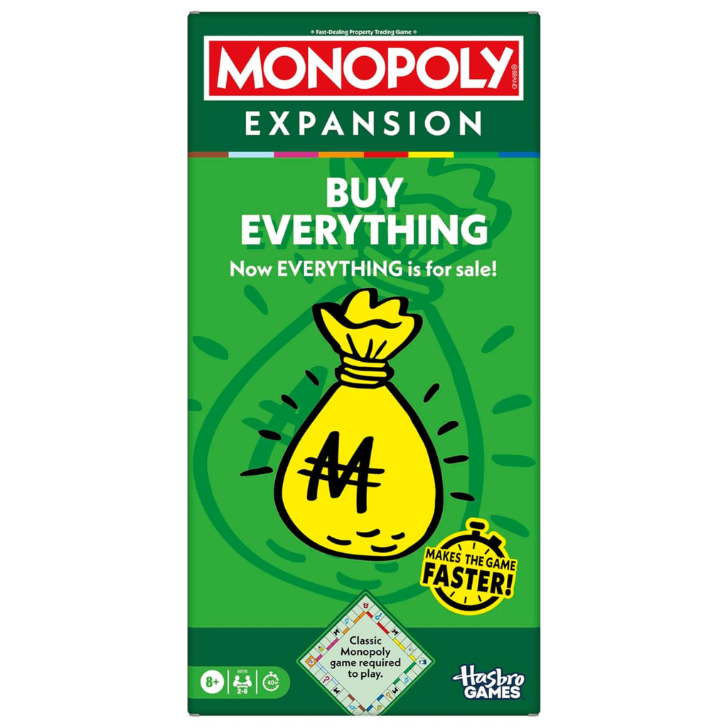 Monopoly Buy Everything Expansion | Add More Fun to Classic Monopoly Game and Play Faster | Ages 8+ | 2-6 Players | 40 Mins. | Family Board Games | Birthday Gift for Kids