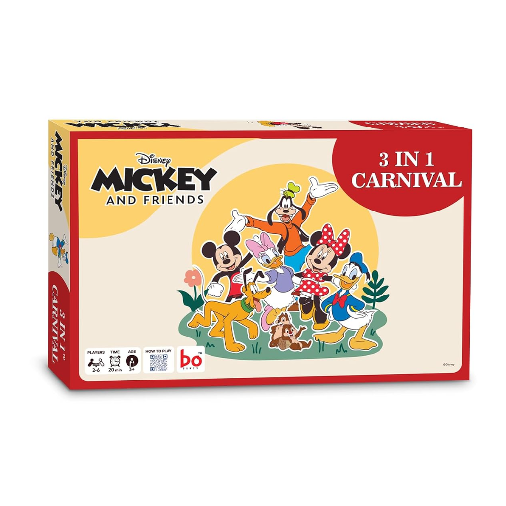 Borad 3 in Carnival Board & Card Game Mickey and Friends | 3 Games in One Box for Kids | Ages 3 and Up | for 2 to 6 Players | Fun Family Gifts