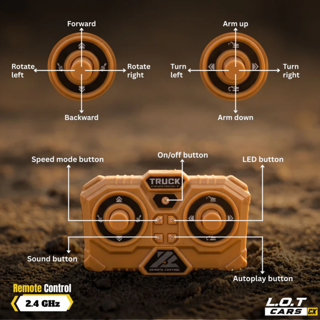 Rift 1:64 Scale Remote Control Construction Vehicle, 13-Channel Excavator Toy for Kids, Rechargeable Engineering Car, Heavy Duty Machine Construction Toy with Lights & Music (Yellow)