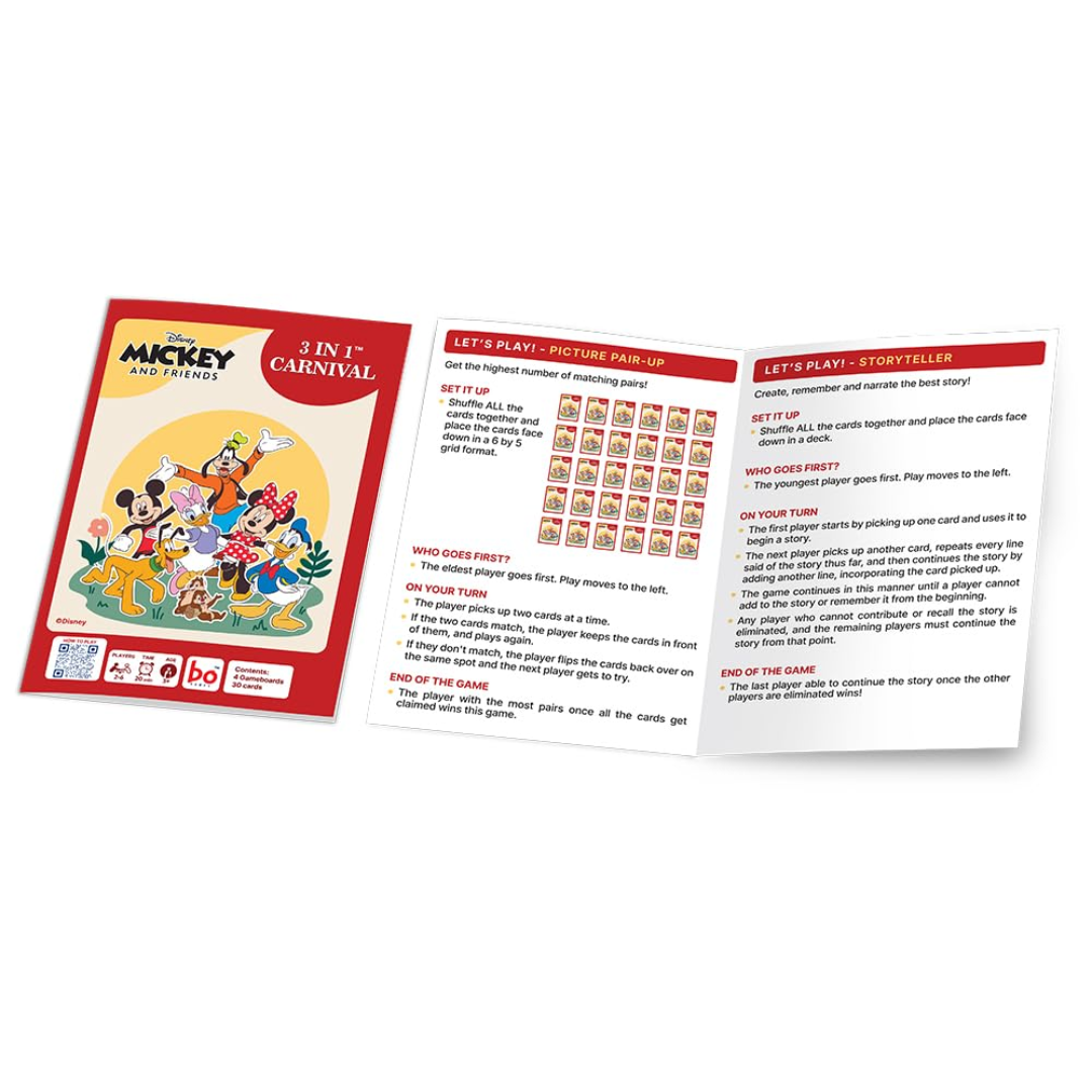Borad 3 in Carnival Board & Card Game Mickey and Friends | 3 Games in One Box for Kids | Ages 3 and Up | for 2 to 6 Players | Fun Family Gifts