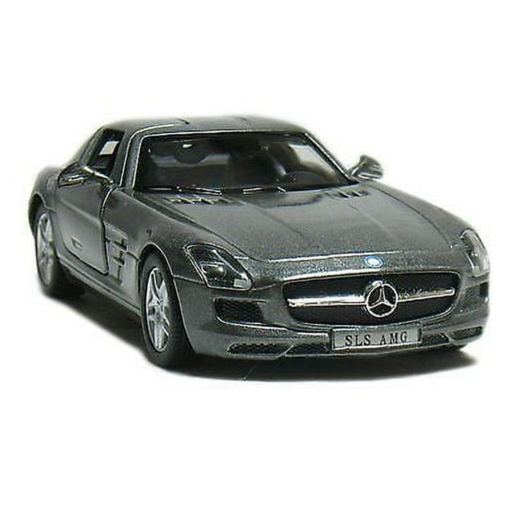 Mercedes-Benz SLS AMG (Grey) Kinsmart 1:36| 5'' Die Cast Metal, Doors Openable, Pull Back Action |