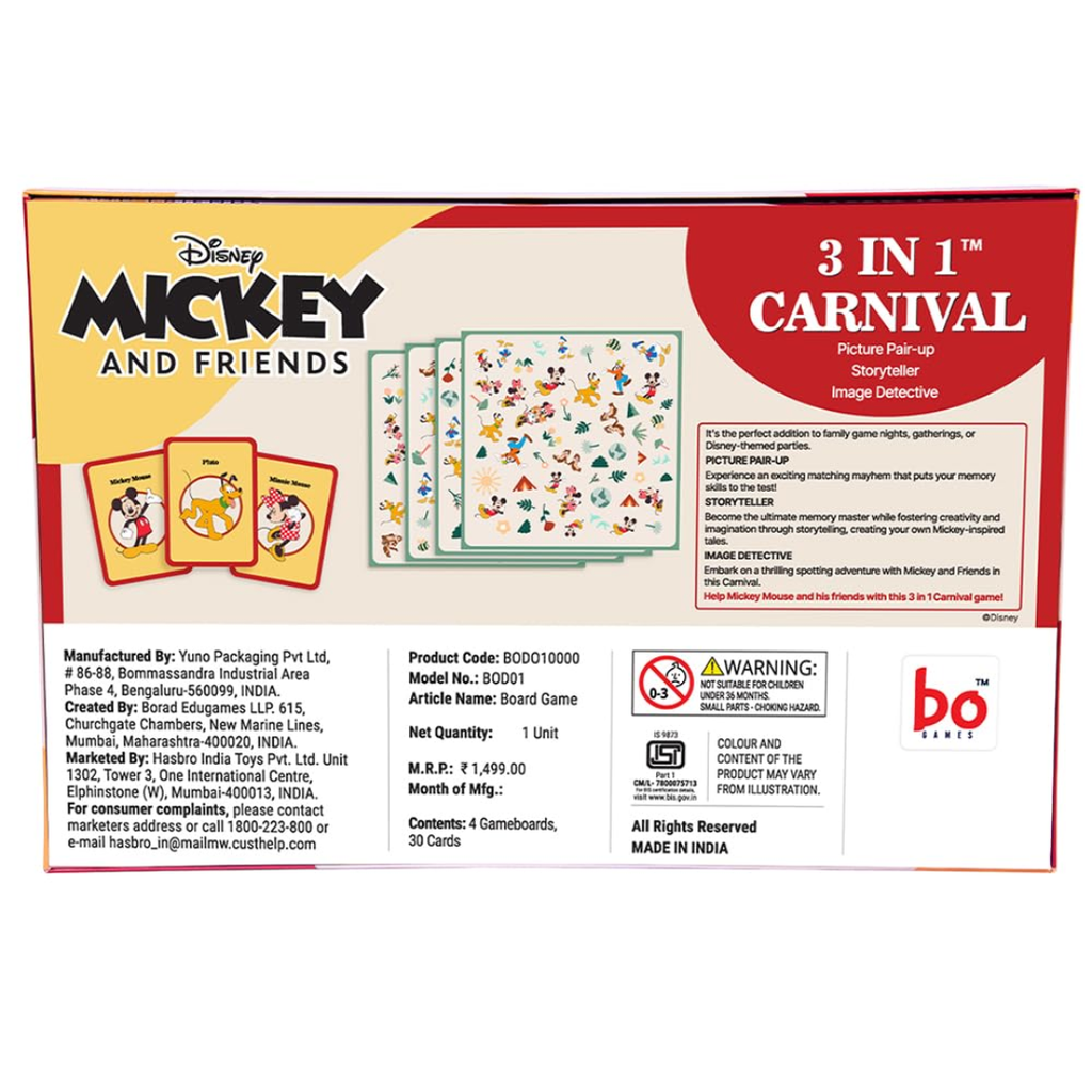 Borad 3 in Carnival Board & Card Game Mickey and Friends | 3 Games in One Box for Kids | Ages 3 and Up | for 2 to 6 Players | Fun Family Gifts