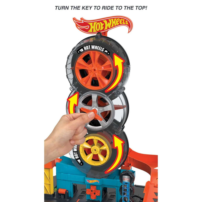 Hot Wheels City Super Twist Tire Shop Playset and Car