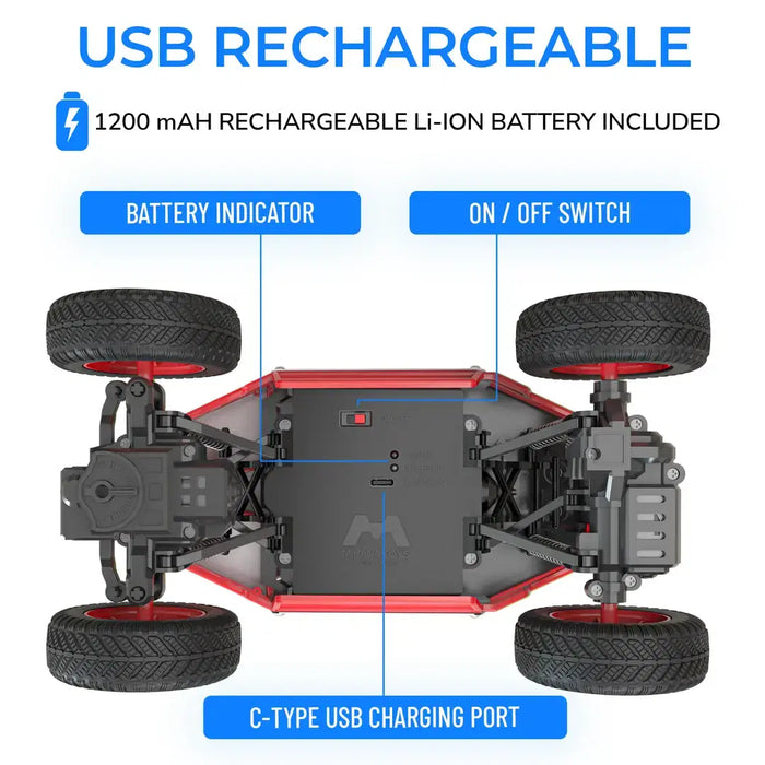 Duster 2x2 All Wheel Drive Remote Control Monster Truck - 50m+ Remote Control Range, 2000 mAh Rechargeable Battery, Luminous Headlights ( Remote Car )