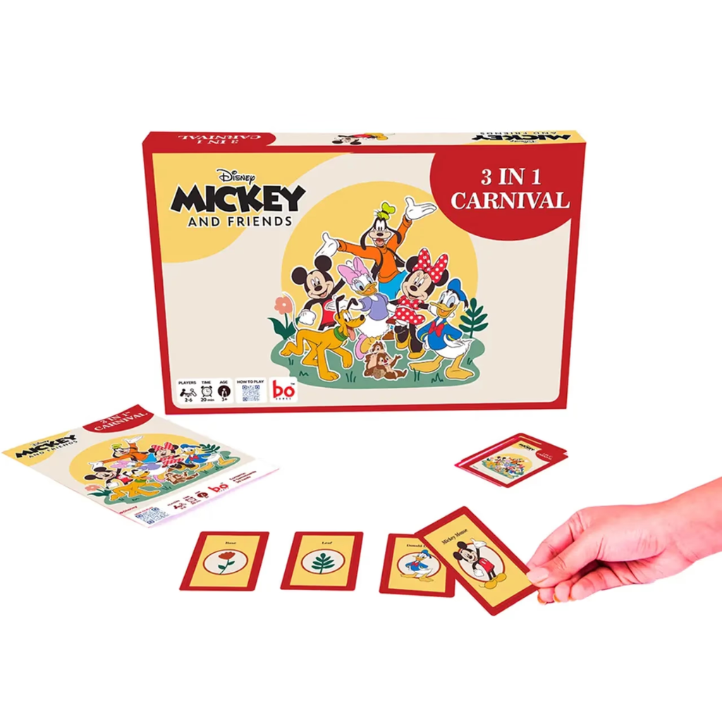 Borad 3 in Carnival Board & Card Game Mickey and Friends | 3 Games in One Box for Kids | Ages 3 and Up | for 2 to 6 Players | Fun Family Gifts