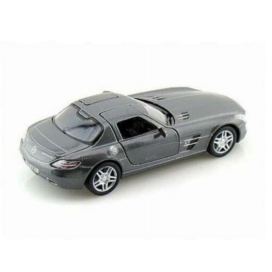 Mercedes-Benz SLS AMG (Grey) Kinsmart 1:36| 5'' Die Cast Metal, Doors Openable, Pull Back Action |
