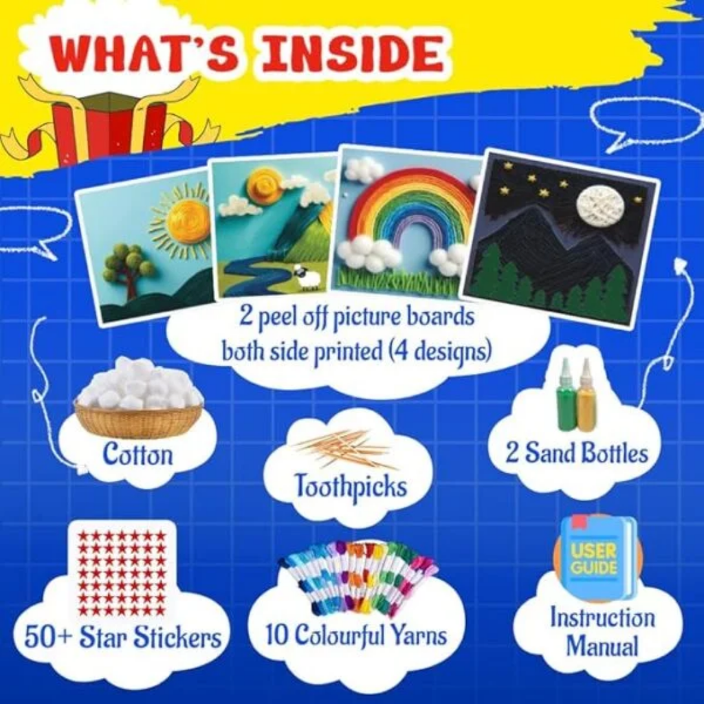 KREEDA- Sand Art & Wool Art | DIY Mess Free Craft Kit | Sand Art for kids and adults | DIY kit