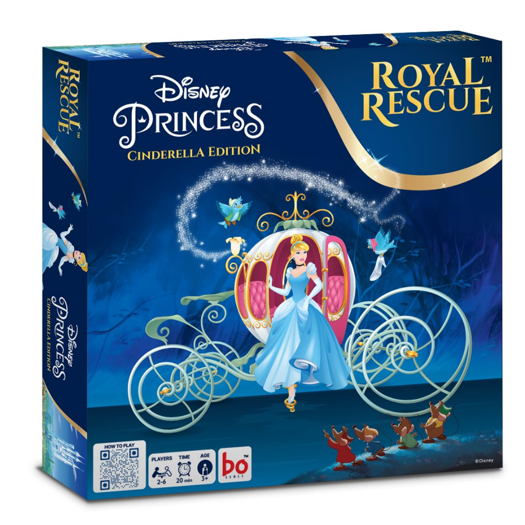 Board Disney Princess Cinderella Edition Royal Rescue Board Game | Roll The Die: Fun Board Game with Cards and Riddles and for Kids | Ages 3 and Up | for 2 to 6 Players | Fun Family Gifts