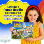 KREEDA Punch Needle Embroidery Kit, DIY Activity With Wooden Hoop Monk Clothes and Woolen Yarns.
