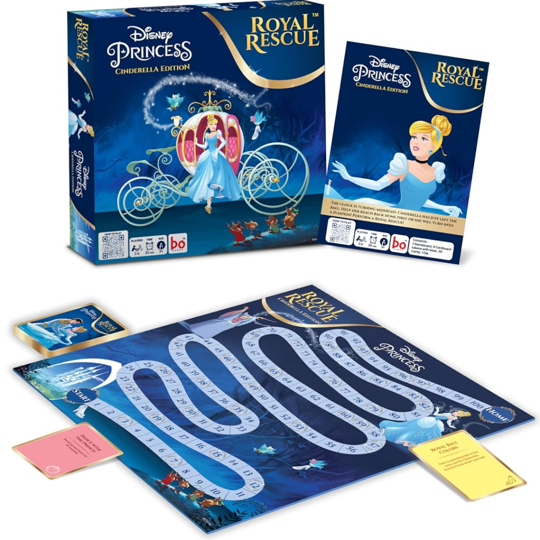 Board Disney Princess Cinderella Edition Royal Rescue Board Game | Roll The Die: Fun Board Game with Cards and Riddles and for Kids | Ages 3 and Up | for 2 to 6 Players | Fun Family Gifts