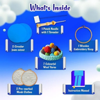 KREEDA Punch Needle Embroidery Kit, DIY Activity With Wooden Hoop Monk Clothes and Woolen Yarns.