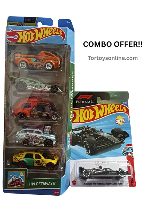 Mercedes AMG petronas formula one team + HW Getaways 5 car pack combo
