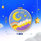 KREEDA Punch Needle Embroidery Kit, DIY Activity With Wooden Hoop Monk Clothes and Woolen Yarns.