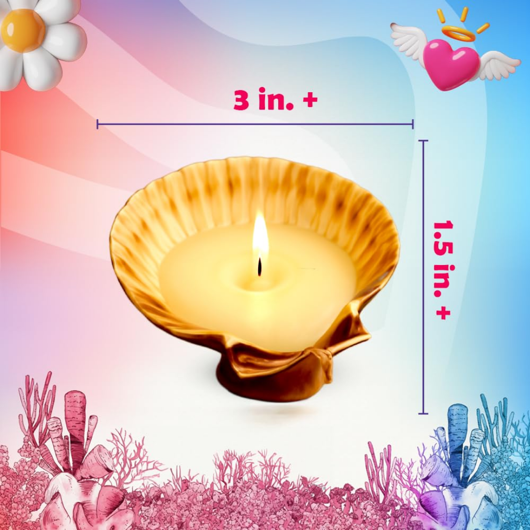 KREEDA Candle Making Kit for Kids & Adults | 4 Big Natural Sea Shells for candle making | Lavender & Vanilla fragrances | White Soyawax | Dried Flowers | candle making premium Kit for Diwali, Home Decor, Birthday Gift