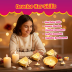 KREEDA Candle Making Kit for Kids & Adults | 4 Big Natural Sea Shells for candle making | Lavender & Vanilla fragrances | White Soyawax | Dried Flowers | candle making premium Kit for Diwali, Home Decor, Birthday Gift