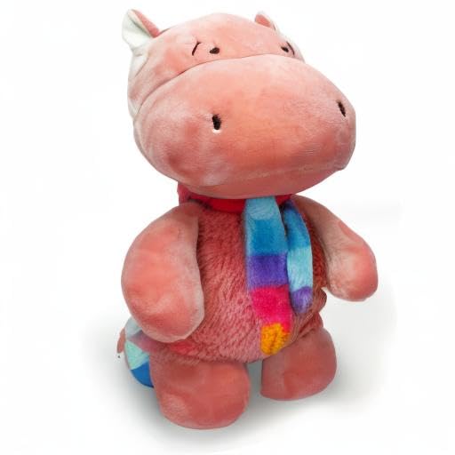 Mirada Cute Coral Scarf Hippo Soft Toy for Girls/Kids | Stuffed Plush Animal