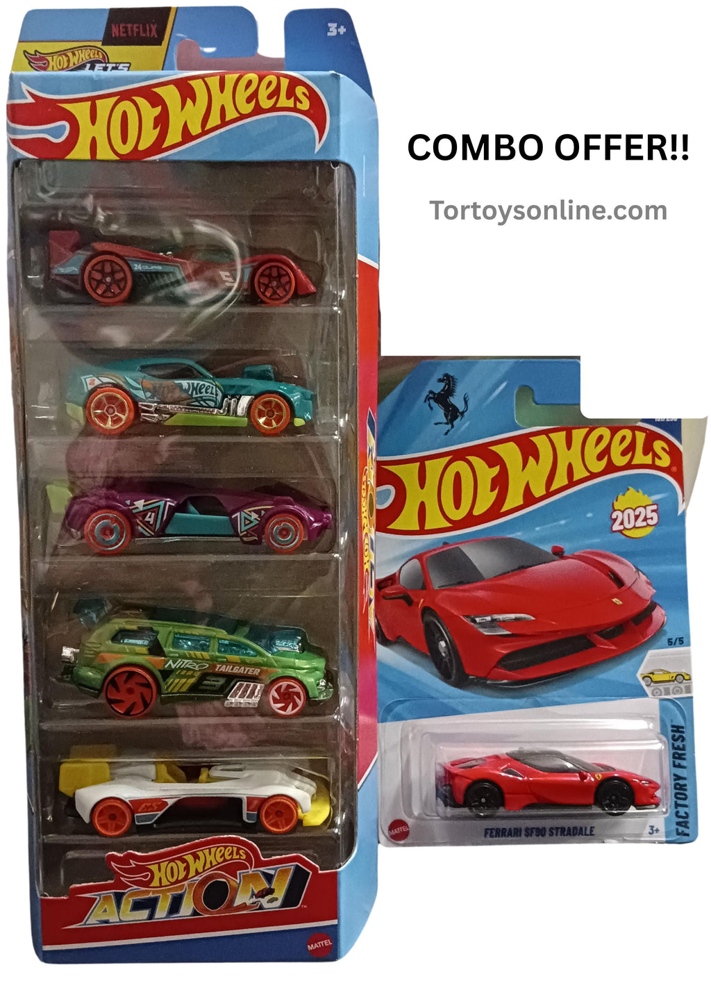 Ferrari SF90 stradle +HW action 5 car pack combo
