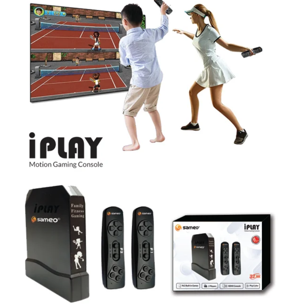 Sameo i Play 32 Bit Motion TV Video Game Console for Kids with 962Built in games 31 Motion Sports Games,31 Casual Puzzle Games and 900 8-Bit Games Toy Birthday Gift for Boys Girls