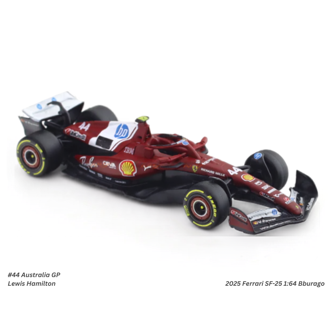 2025 Ferrari SF25 No 44 1:64 Bburago Licensed Diecast Formula 1 Scale Model Car Collectible