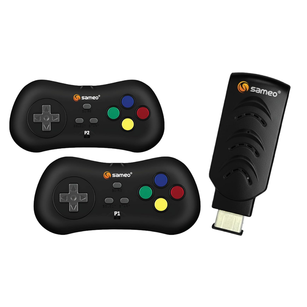 Sameo Micro Genius 2.0 8-Bit HDMI Gaming Console | 800 Built-in HD Games | Plug & Play TV Game Stick | 2 Wireless Controllers | HDMI Compatible | BIS Certified | 6 Months Warranty - Black Visit the Sameo Store